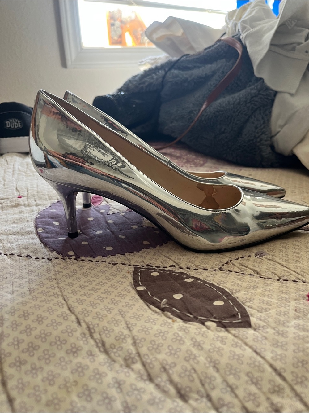 Nine West Metallic Silver Pointed-Toe Pumps - Picture 3 of 3
